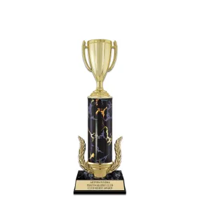 12" Black Faux Marble Award Trophy With Wreath