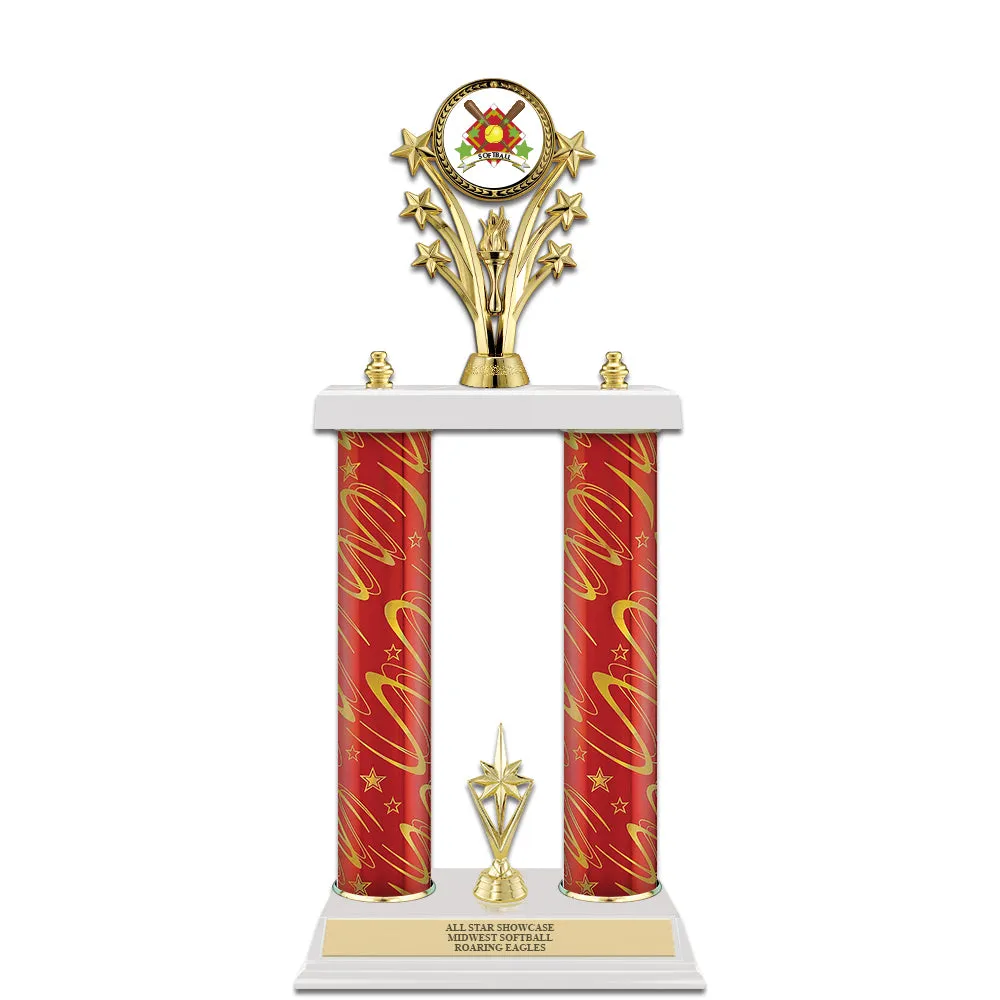 15" Custom White Finished Award Trophy With Trim