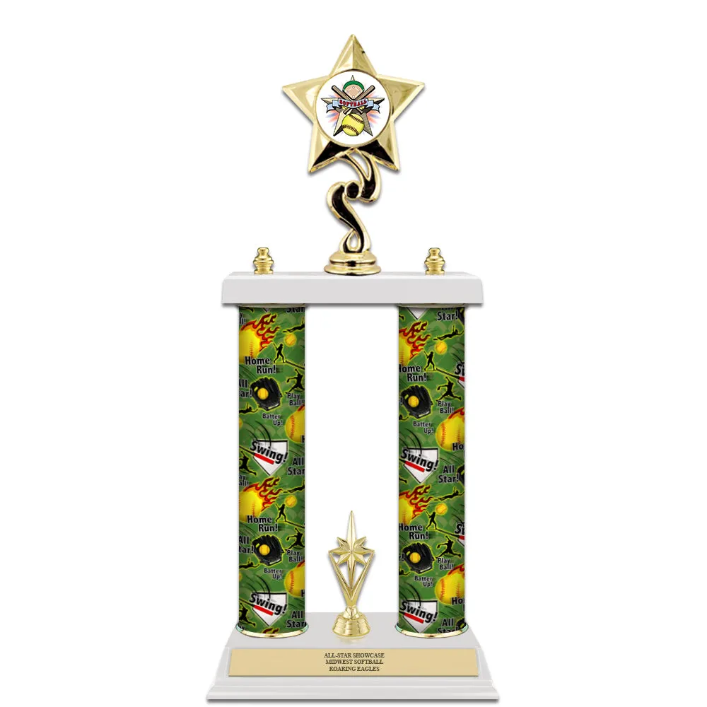 15" Custom White Finished Award Trophy With Trim