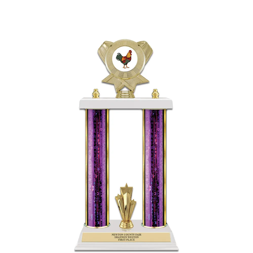 15" Custom White Finished Award Trophy With Trim