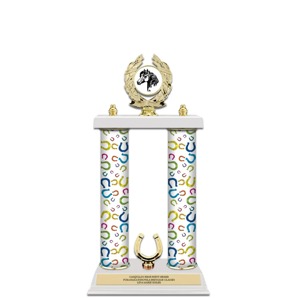 15" Custom White Finished Award Trophy With Trim