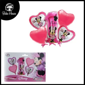 1st Birthday Disney Minnie Mouse Foil Balloon 5 Pcs Set For Birthday Party Decoration