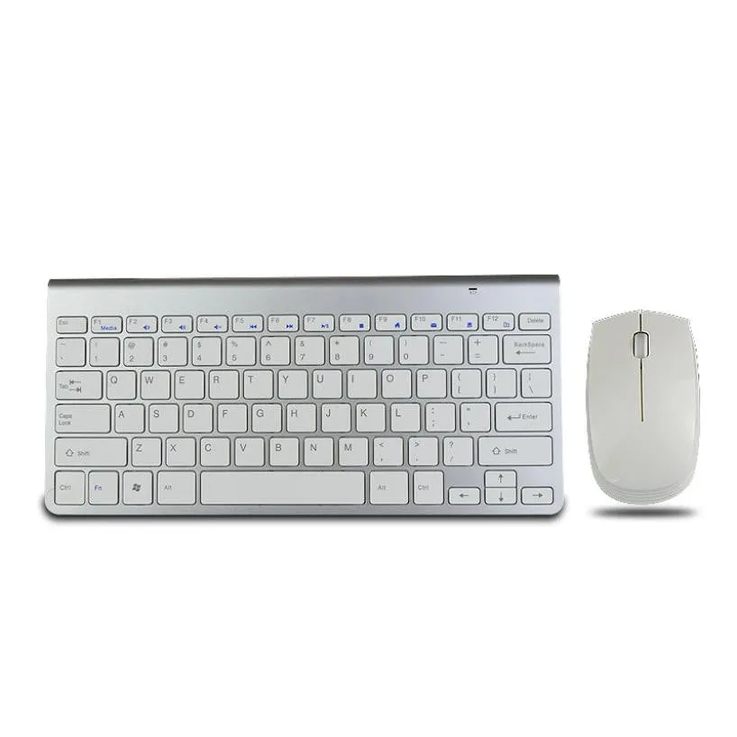 2017 Fashion 2.4G Optical Wireless Keyboard and Mouse Mice Combo Kit High Quality Ultra thin White Wireless Mouse and keyboard