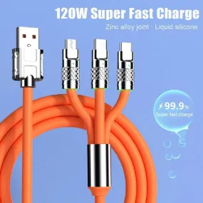 3 In 1 Fast Charging Cable Cord For iPhone USB Type C