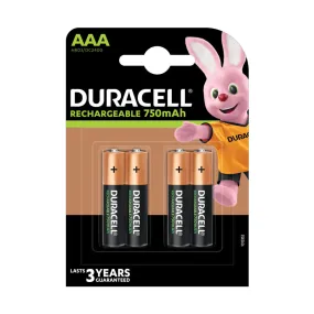 4x Duracell AAA 750mAh HR03 High Performance 1.2V Recharge Battery