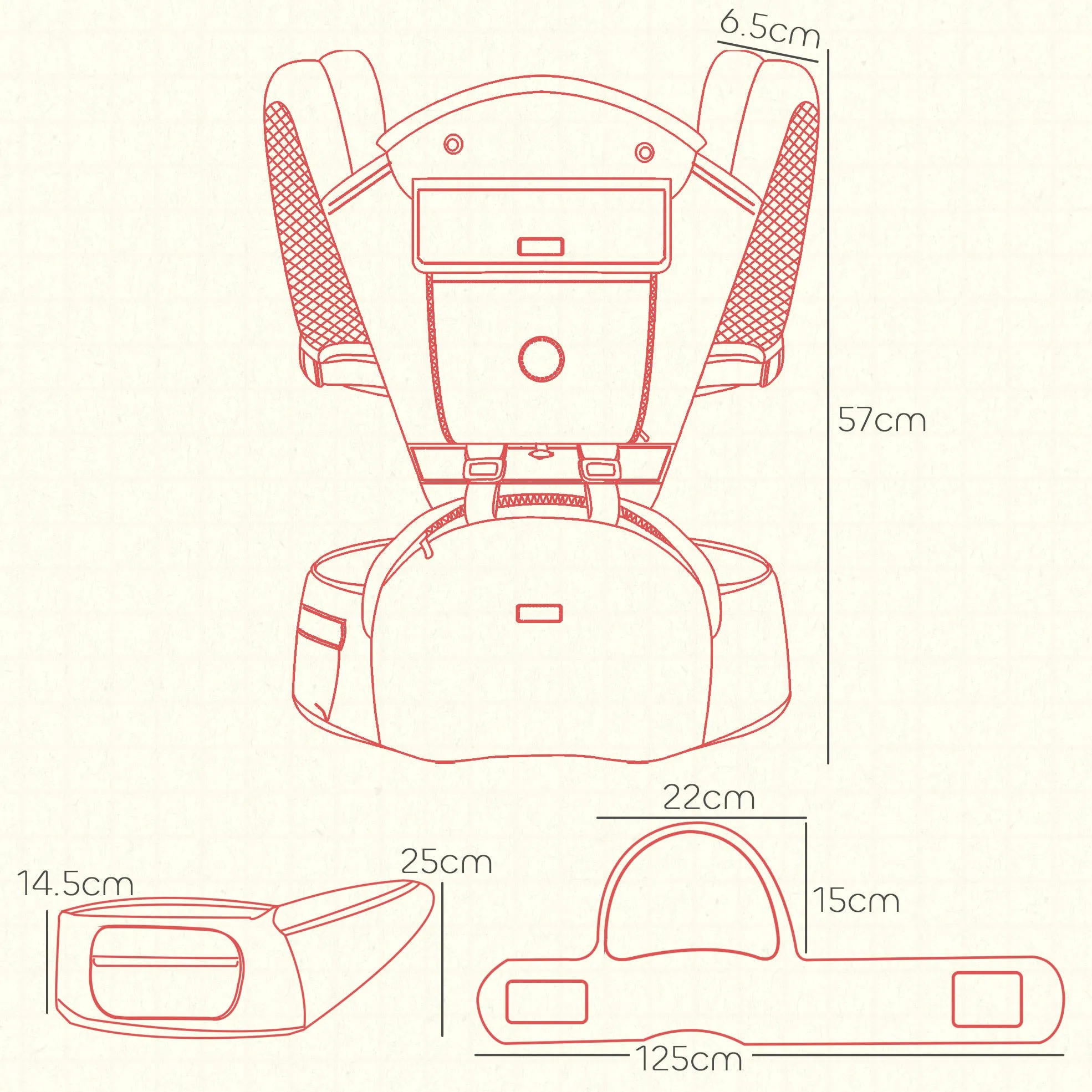 6 in 1 Baby Carrier Newborn to Toddler with Removable Seat, Grey