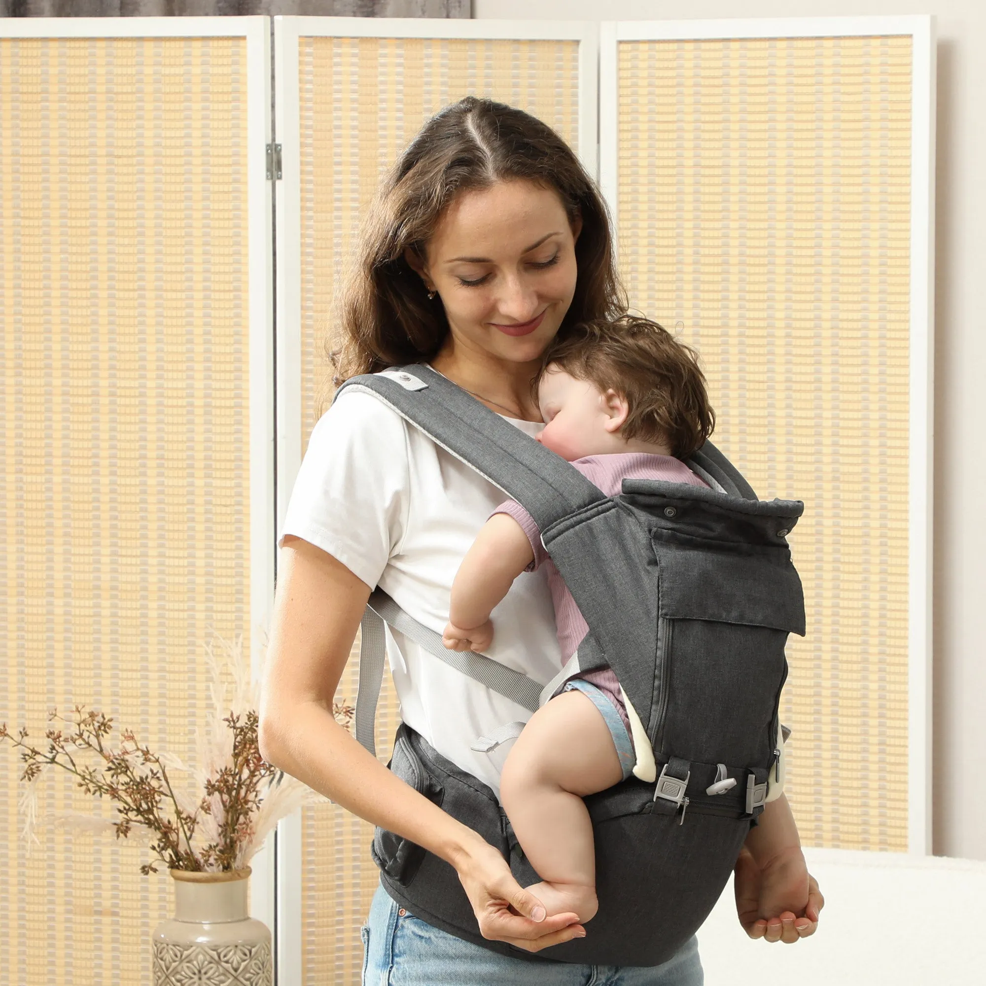 6 in 1 Baby Carrier Newborn to Toddler with Removable Seat, Grey