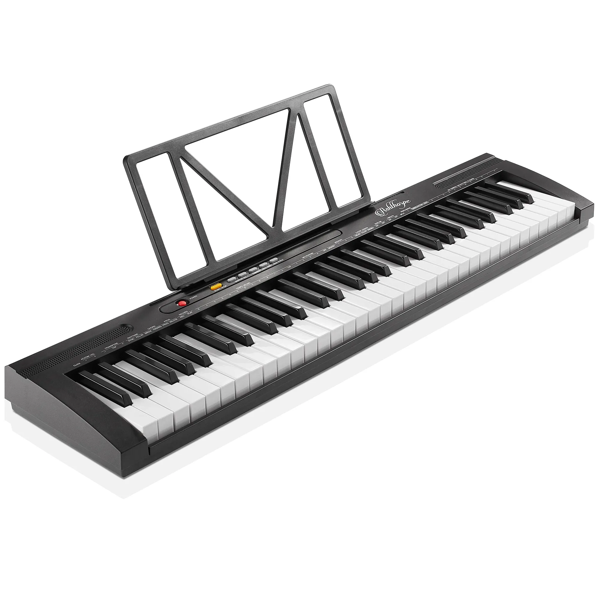 61-Key Digital Keyboard Piano with Full-Size Keys - Includes Headphones and Mic