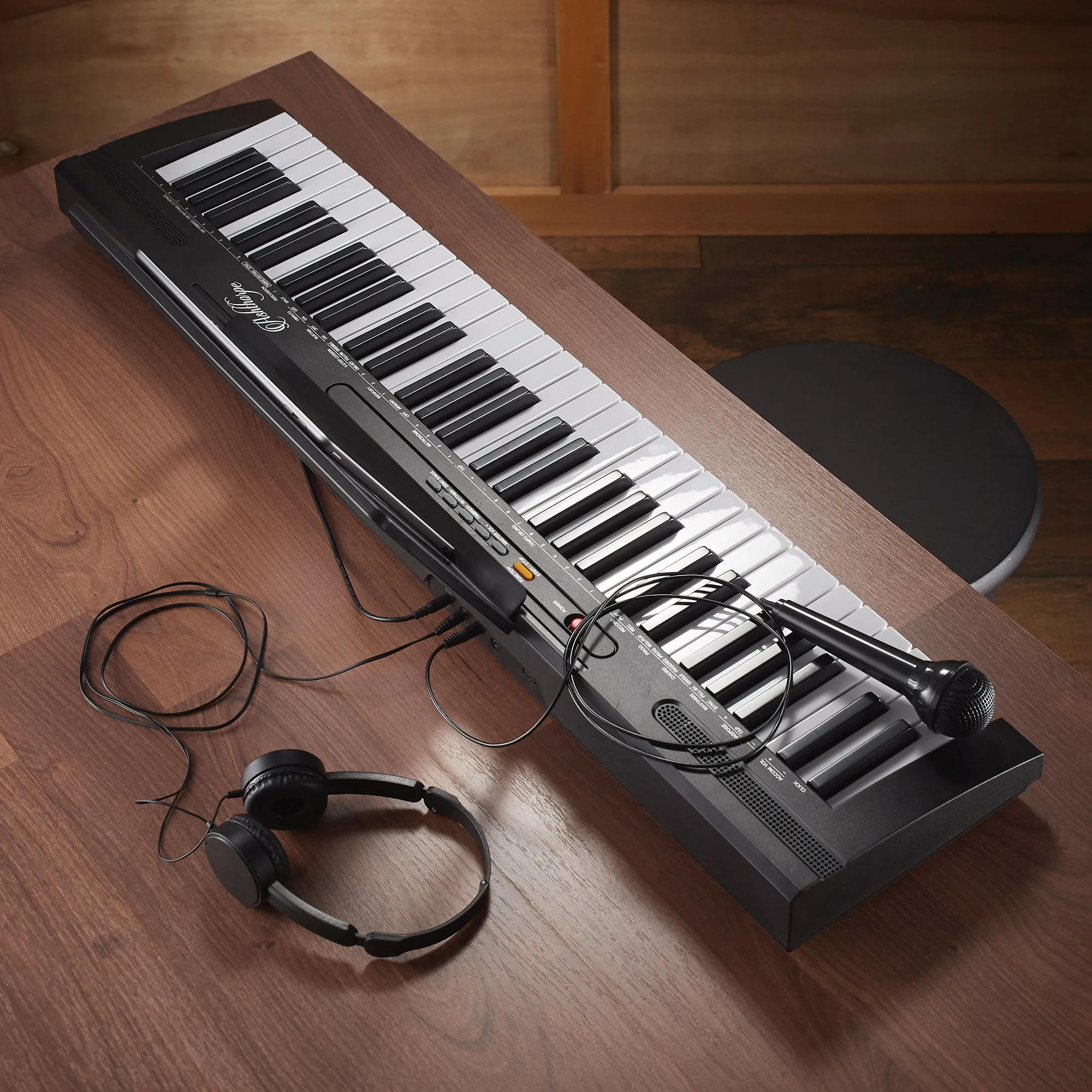 61-Key Digital Keyboard Piano with Full-Size Keys - Includes Headphones and Mic