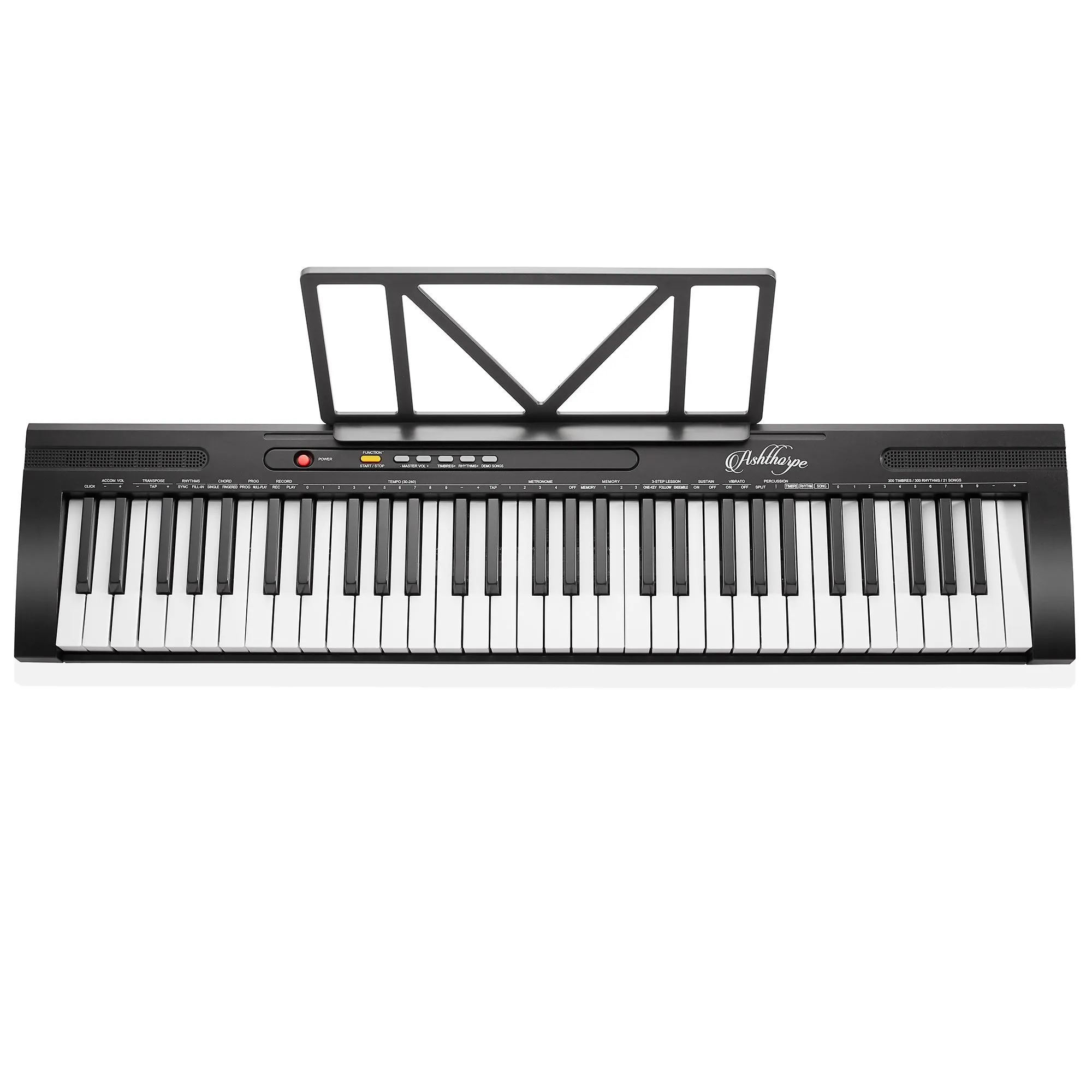 61-Key Digital Keyboard Piano with Full-Size Keys - Includes Headphones and Mic