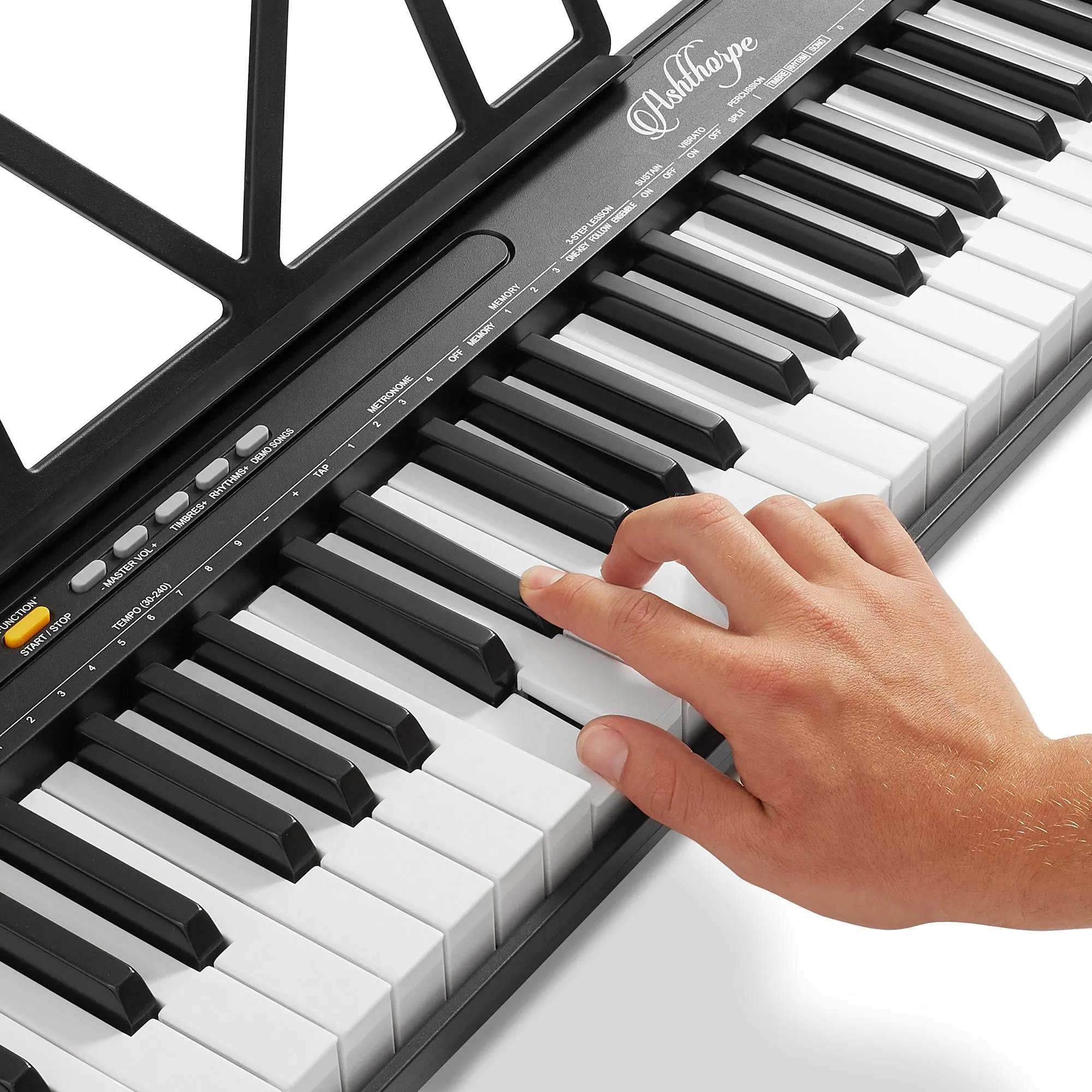 61-Key Digital Keyboard Piano with Full-Size Keys - Includes Headphones and Mic