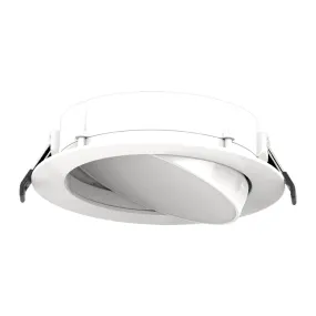 6" Gimbal Wafer LED Canless Recessed Light, 1100 Lumens, Selectable 2700K to 5000K, White Finish