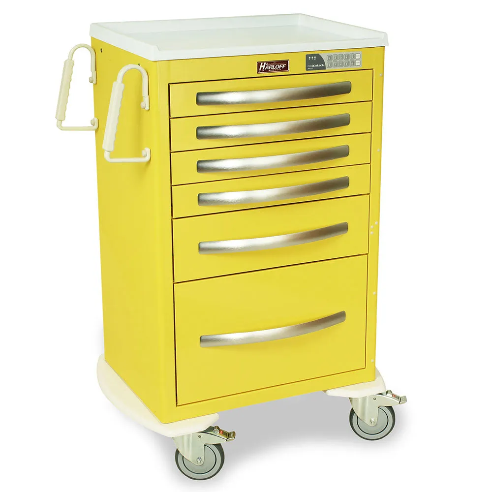 A-Series Aluminum Isolation Cart, Tall, Medium W, 6 Drawers, E-Keypad Lock