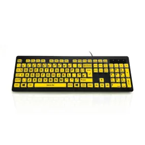 Accuratus Rainbow 2 High Visibility Keyboard with Extra Large Black Font & Yellow Keys