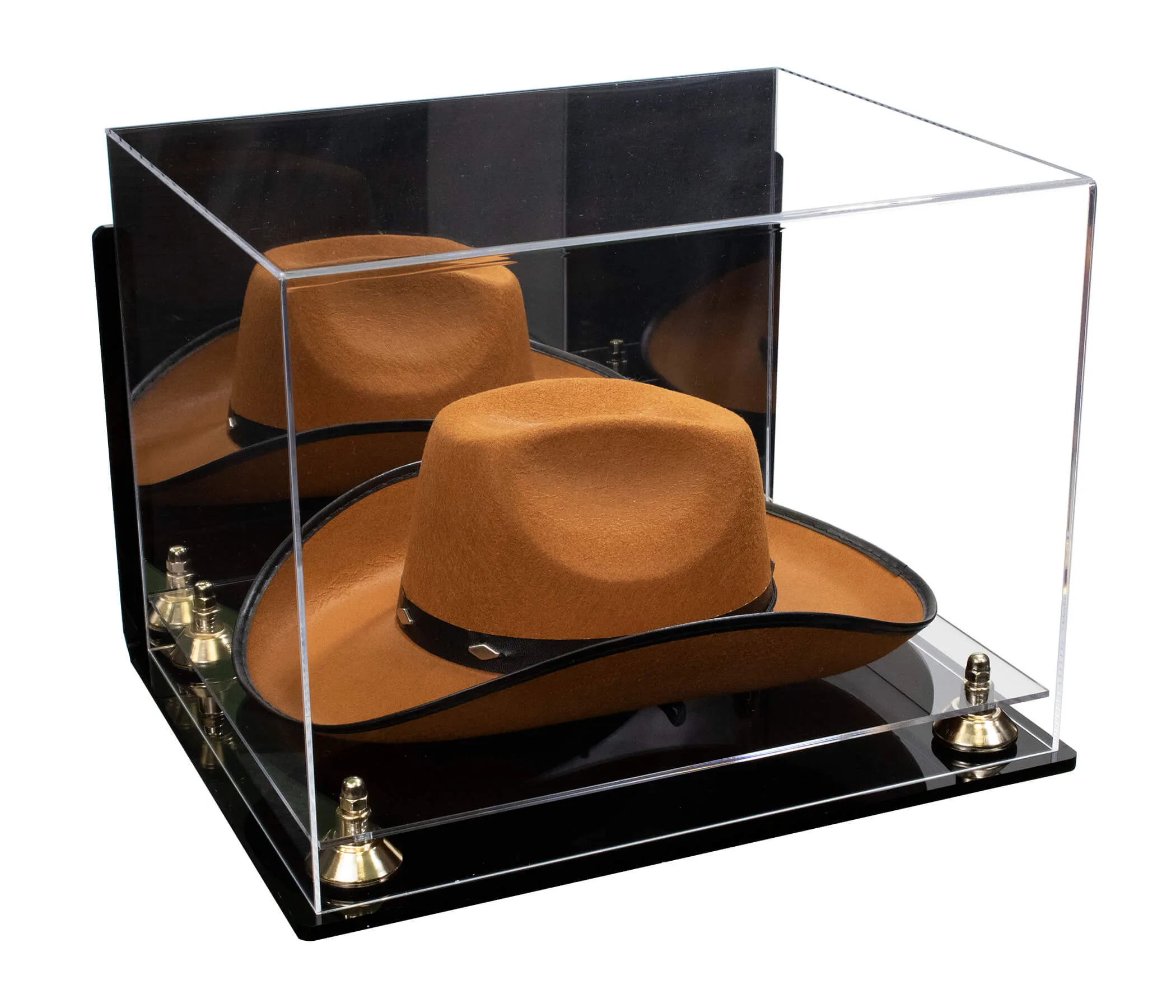 Acrylic Cowboy Hat Display Case - Mirror Wall Mounts 16" x 13" x 12" (V61B/A024-B)