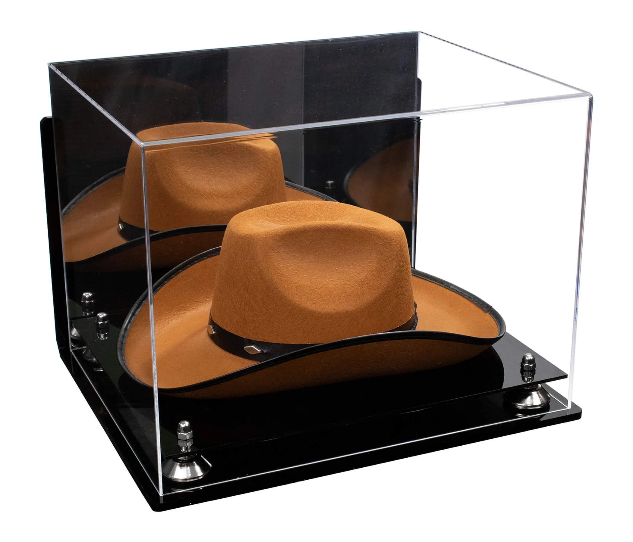 Acrylic Cowboy Hat Display Case - Mirror Wall Mounts 16" x 13" x 12" (V61B/A024-B)