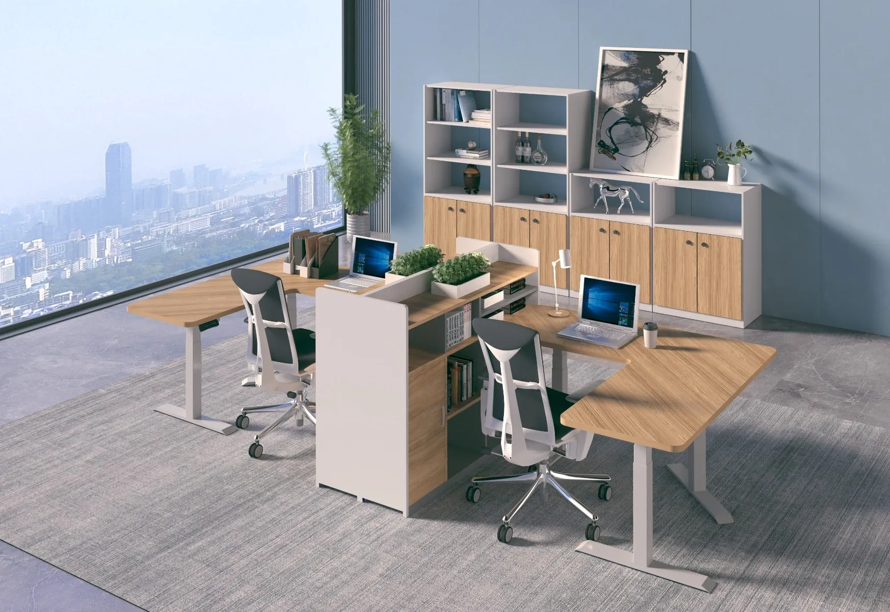 Adjustable Sit/Stand Desk - Triple Motor Frame - Corner Desk