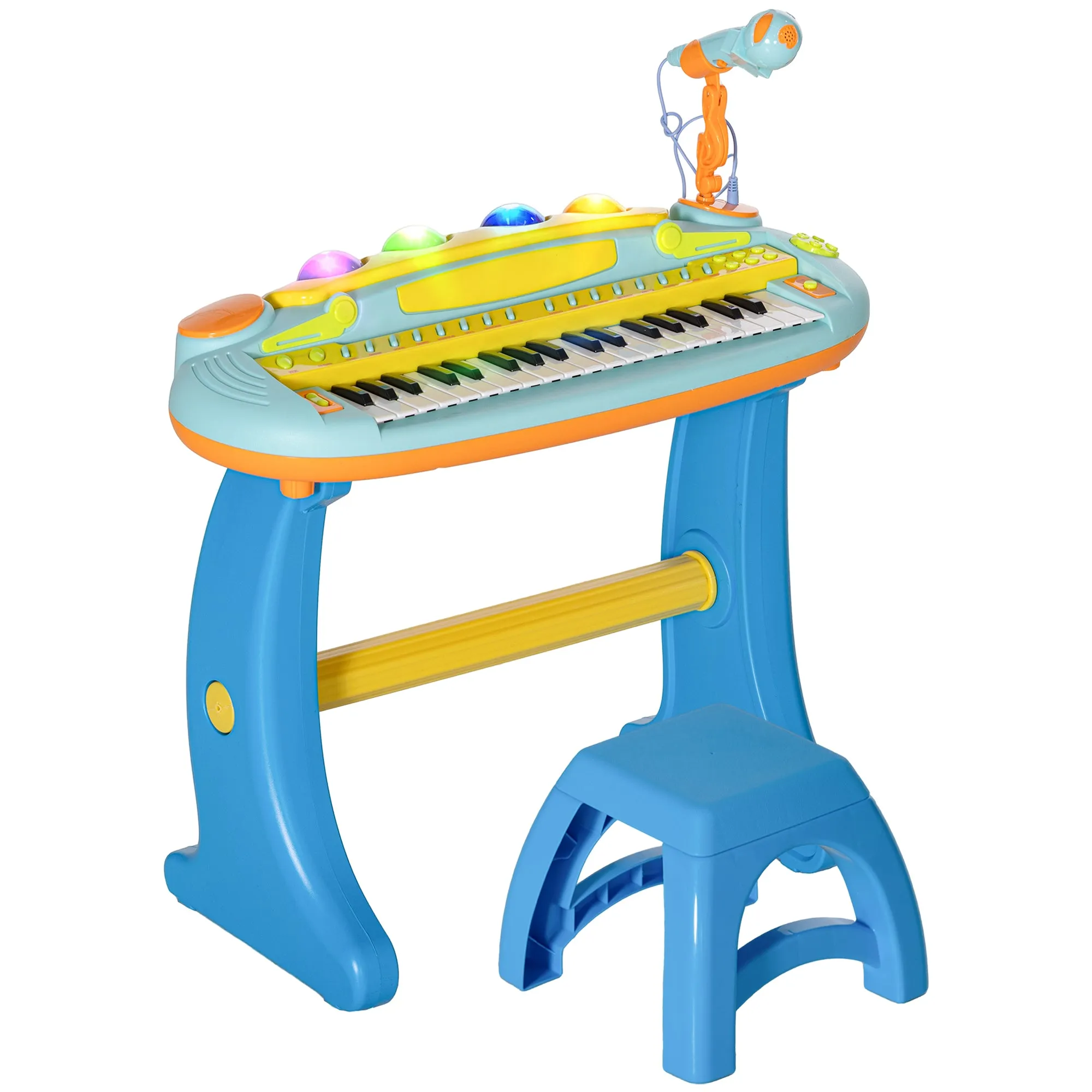 AIYAPLAY 37 Keys Kids Piano w/ Microphone, Stool, Record & Replay Function