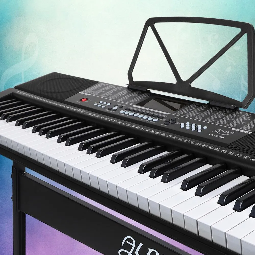 Alpha 61 Keys Electronic Piano Keyboard LED Electric w/Holder Music Stand USB Port