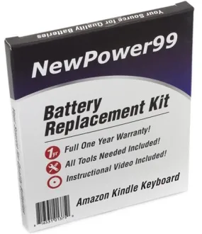 Amazon Kindle Keyboard Battery Replacement Kit with Tools, Video Instructions and Extended Life Battery