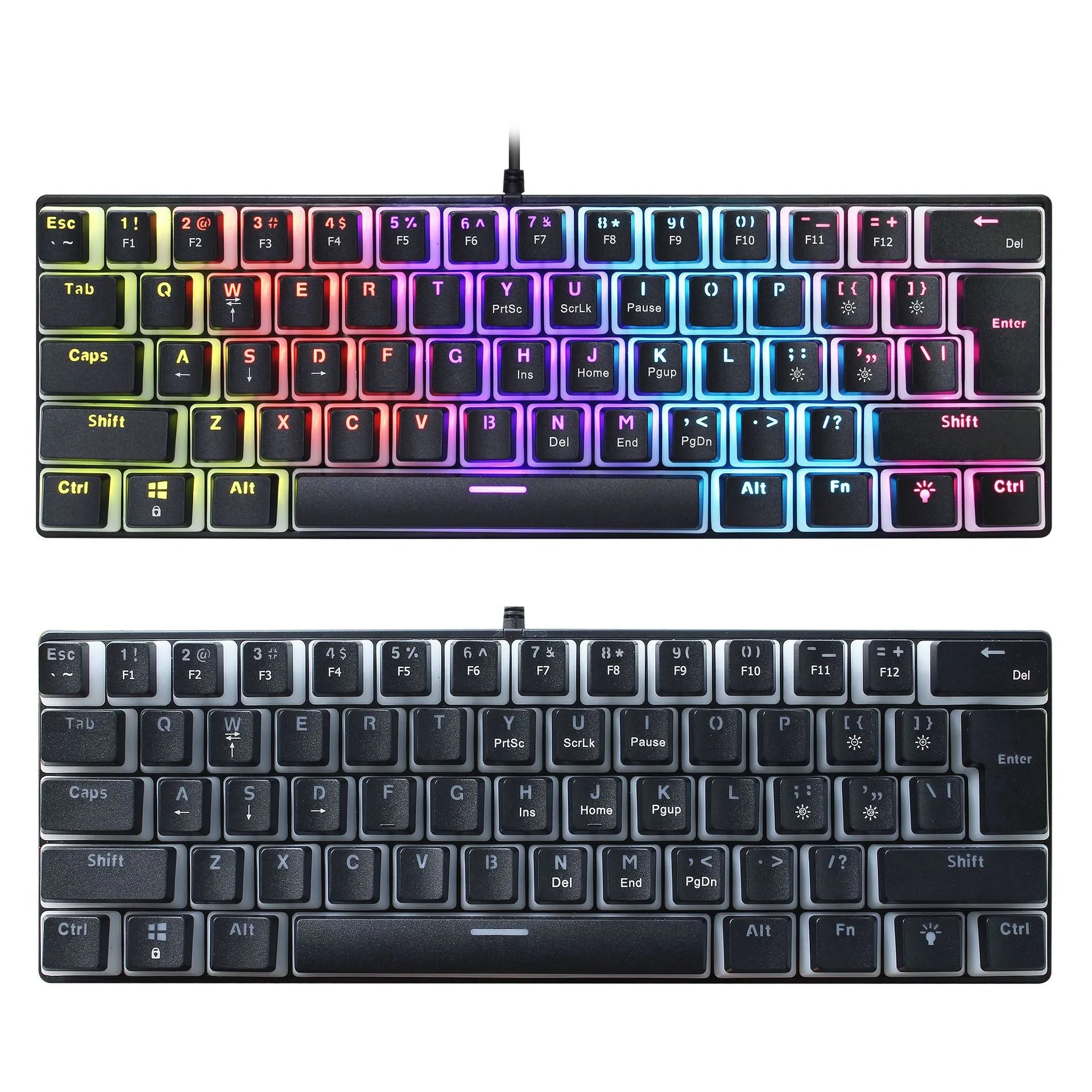 Anti-ghosting Ultra Compact 61 Keys Wired Gaming Keyboard with Colorful Backlit for Windows / Mac