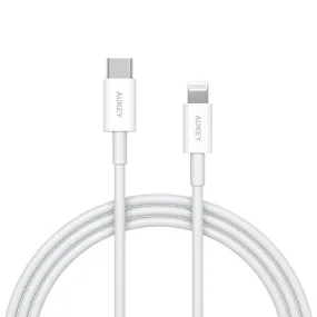 AUKEY USB C to Lightning Cable 3.3ft Power Delivery Type C to iPhone Cable Fast Charge Compatible with iPhone X/iPhone 8/8 Plus, iPad Pro 2017 and Other iOS Devices - White