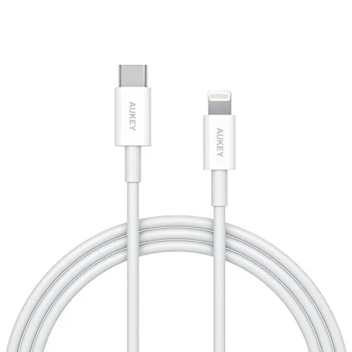 AUKEY USB C to Lightning Cable 3.3ft Power Delivery Type C to iPhone Cable Fast Charge Compatible with iPhone X/iPhone 8/8 Plus, iPad Pro 2017 and Other iOS Devices - White