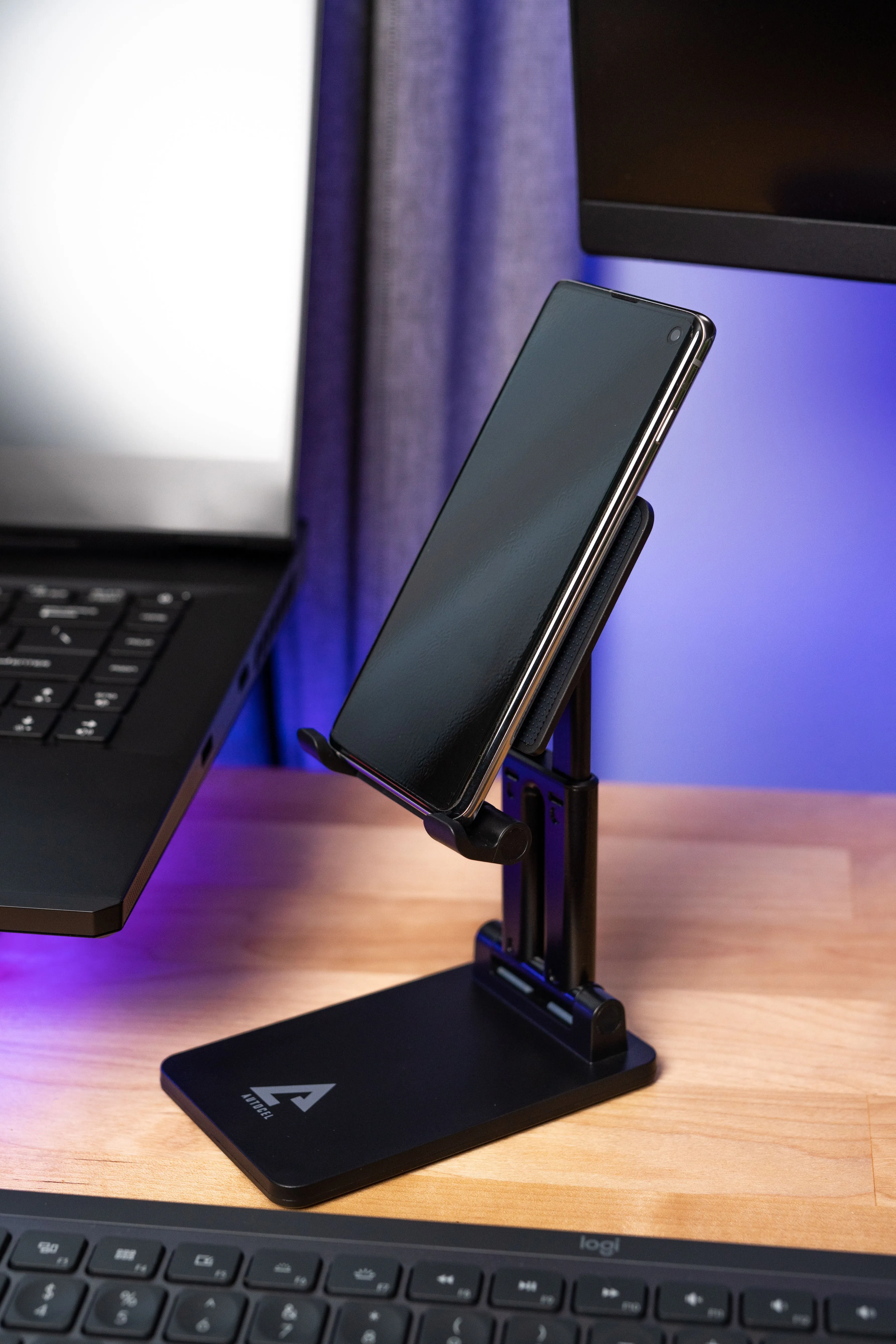 Autocel SPSH - Foldable phone  stand with dual pole Black