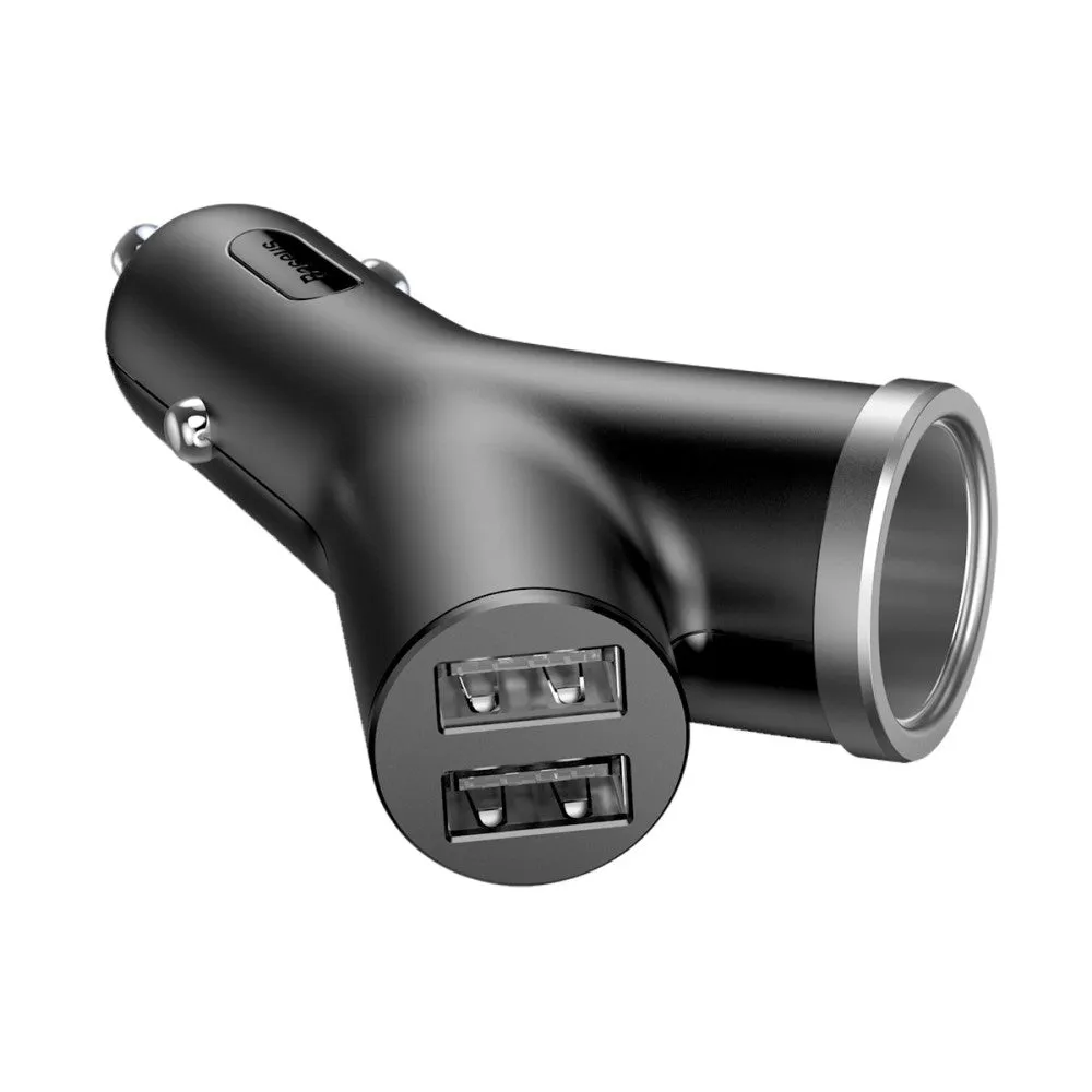 Baseus - (40W) 2x USB A Car Charger with Cigarette Lighter - Black