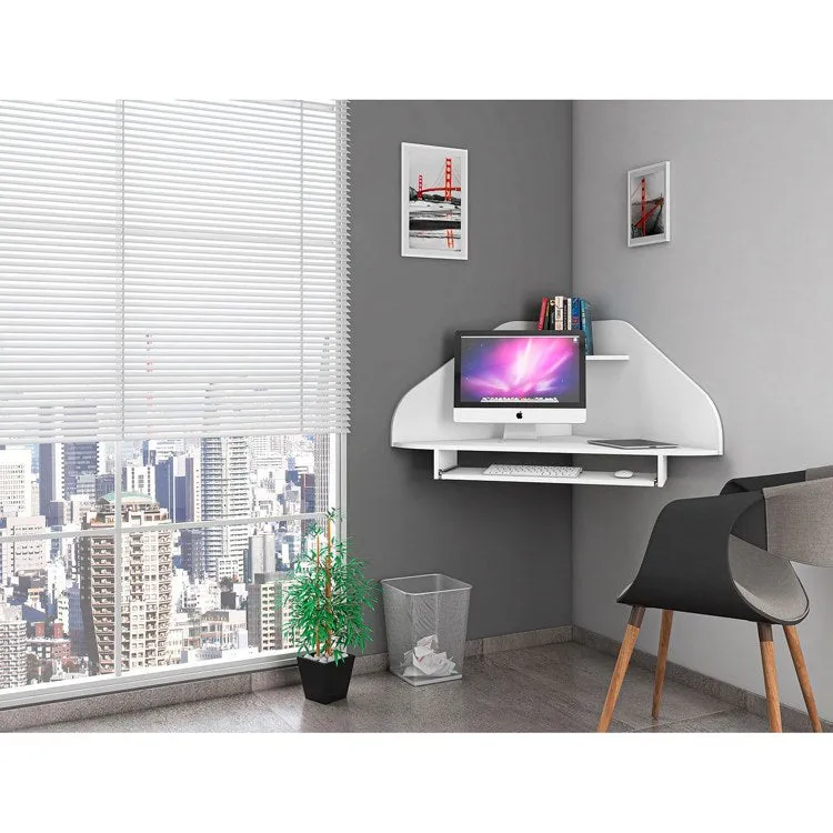 Bradley Floating Corner Desk with Keyboard Shelf