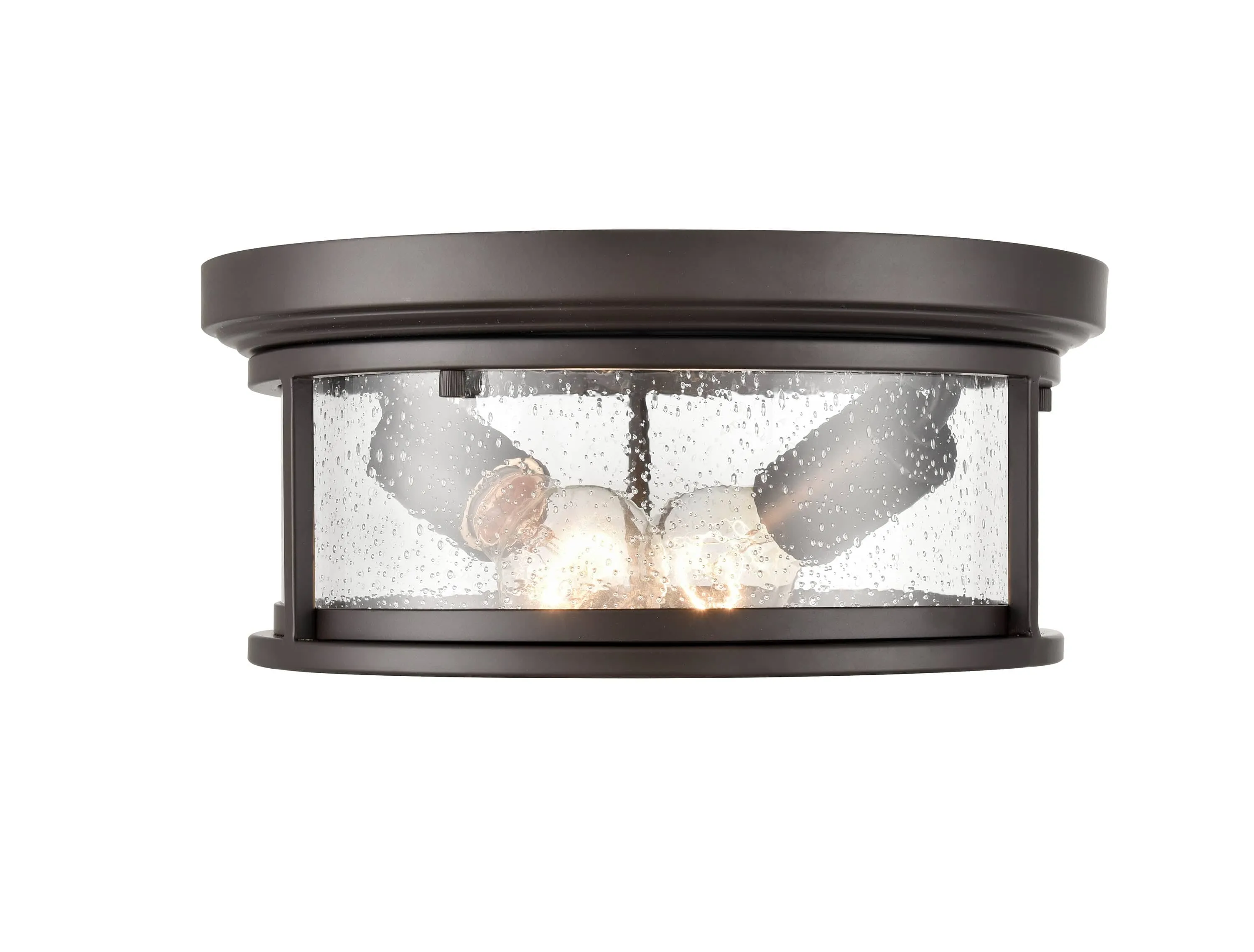 Bresley Outdoor Flush Mount Fixture - Powder Coated Bronze - Clear Seeded Glass - 12in. Diameter - E26 Medium Base