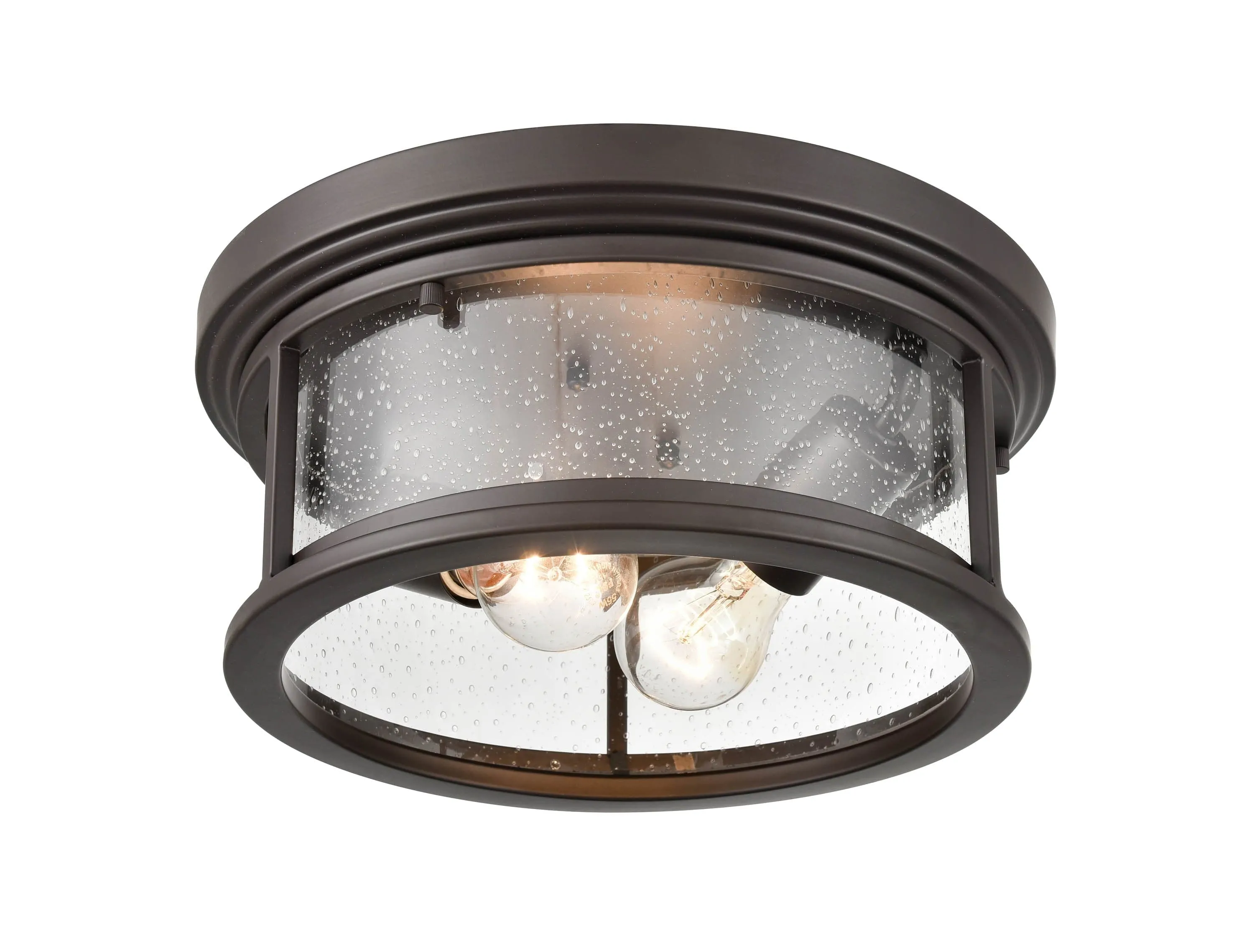 Bresley Outdoor Flush Mount Fixture - Powder Coated Bronze - Clear Seeded Glass - 12in. Diameter - E26 Medium Base