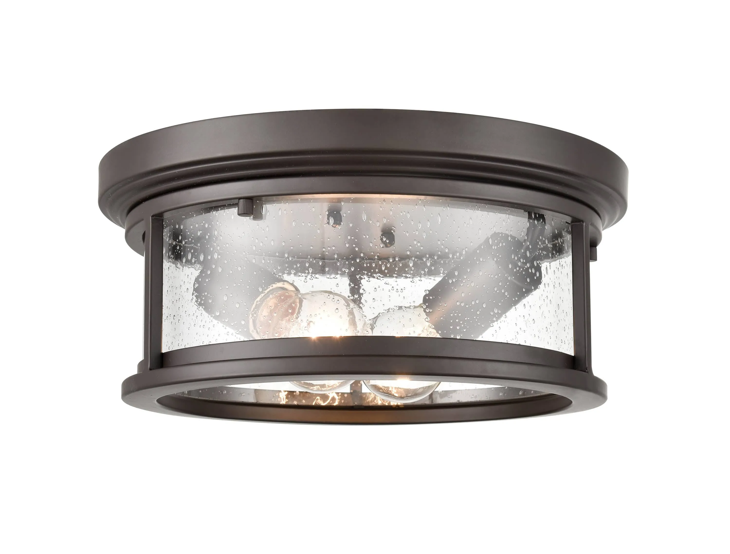 Bresley Outdoor Flush Mount Fixture - Powder Coated Bronze - Clear Seeded Glass - 12in. Diameter - E26 Medium Base