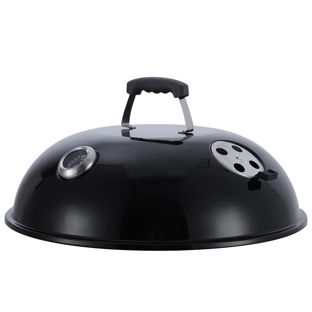 Charcoal Grill Pizza Style Grill Black W/ Temperature Gauge