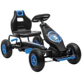 Children Pedal Go Kart w/ Adjustable Seat, Rubber Wheels, Brake, Blue