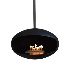 cocoon fires | aeris hanging fireplace | black   black rod