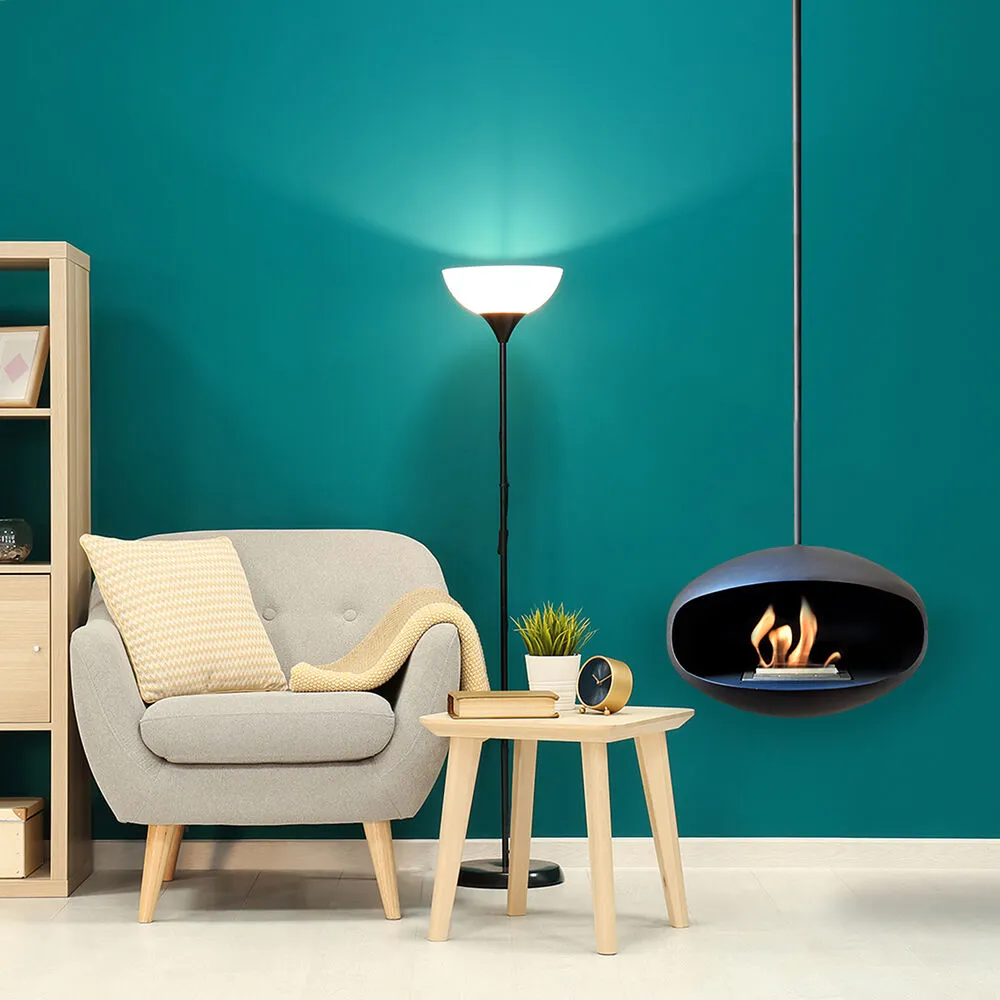 cocoon fires | aeris hanging fireplace | black   black rod