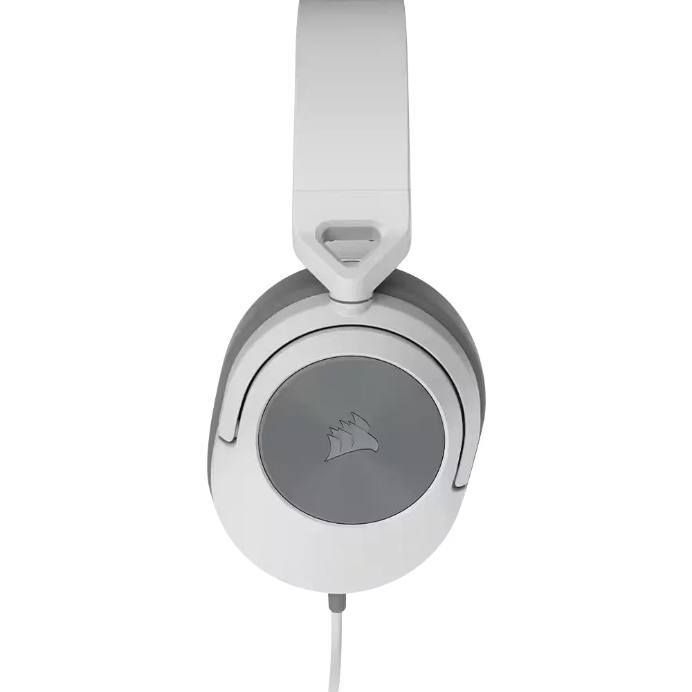 CORSAIR HS55 Wired Gaming Headphone with On-Ear Controls, Dolby Audio 7.1 Surround and Omnidirectional Flip to Mute Microphone and iCUE EQ Equalizer App Support for PC Computer Laptop and Gaming Consoles (Carbon, White)