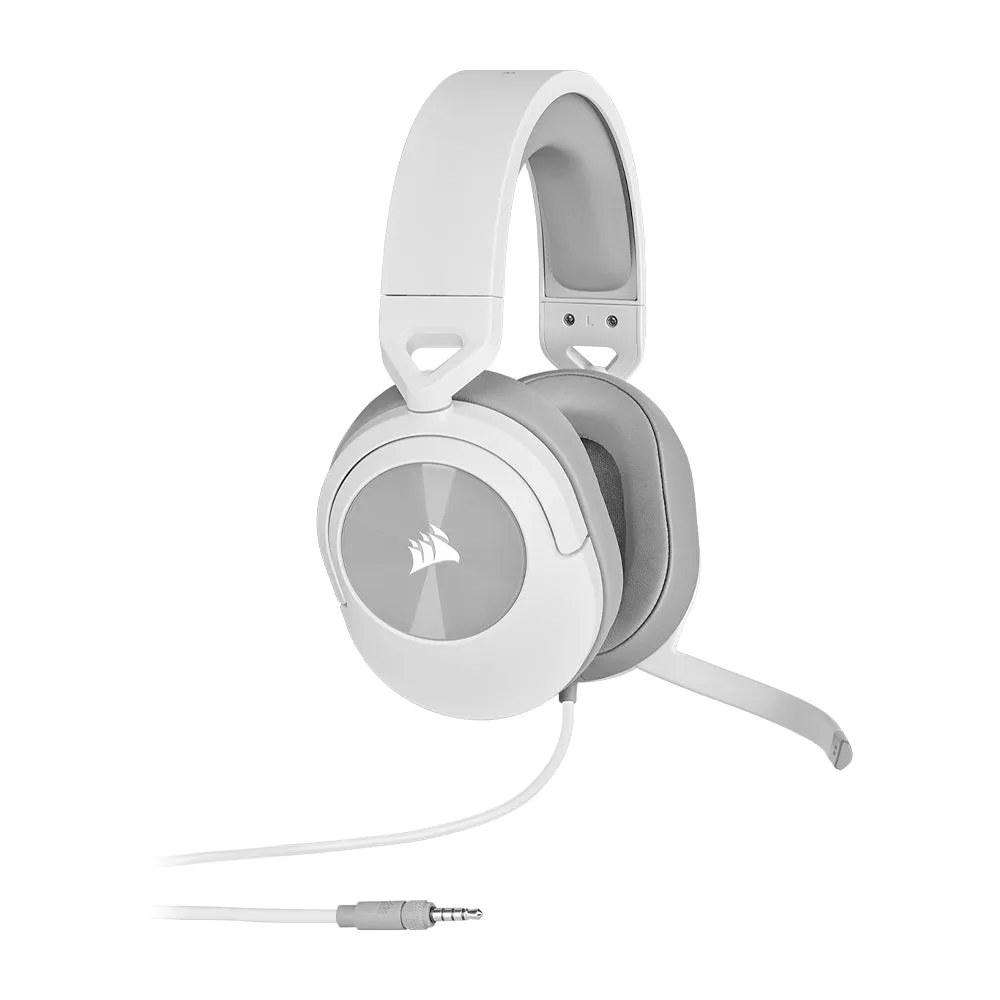 CORSAIR HS55 Wired Gaming Headphone with On-Ear Controls, Dolby Audio 7.1 Surround and Omnidirectional Flip to Mute Microphone and iCUE EQ Equalizer App Support for PC Computer Laptop and Gaming Consoles (Carbon, White)