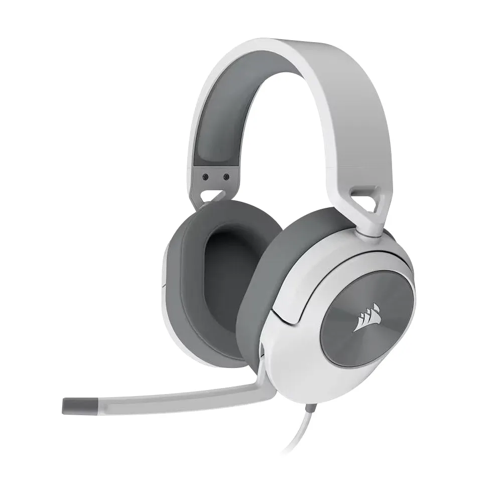 CORSAIR HS55 Wired Gaming Headphone with On-Ear Controls, Dolby Audio 7.1 Surround and Omnidirectional Flip to Mute Microphone and iCUE EQ Equalizer App Support for PC Computer Laptop and Gaming Consoles (Carbon, White)