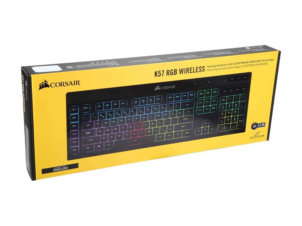 Corsair Keyboard K57 RGB Wireless Gaming Keyboard with SLIPSTREAM Wireless Technology, Backlit RGB LED, Black