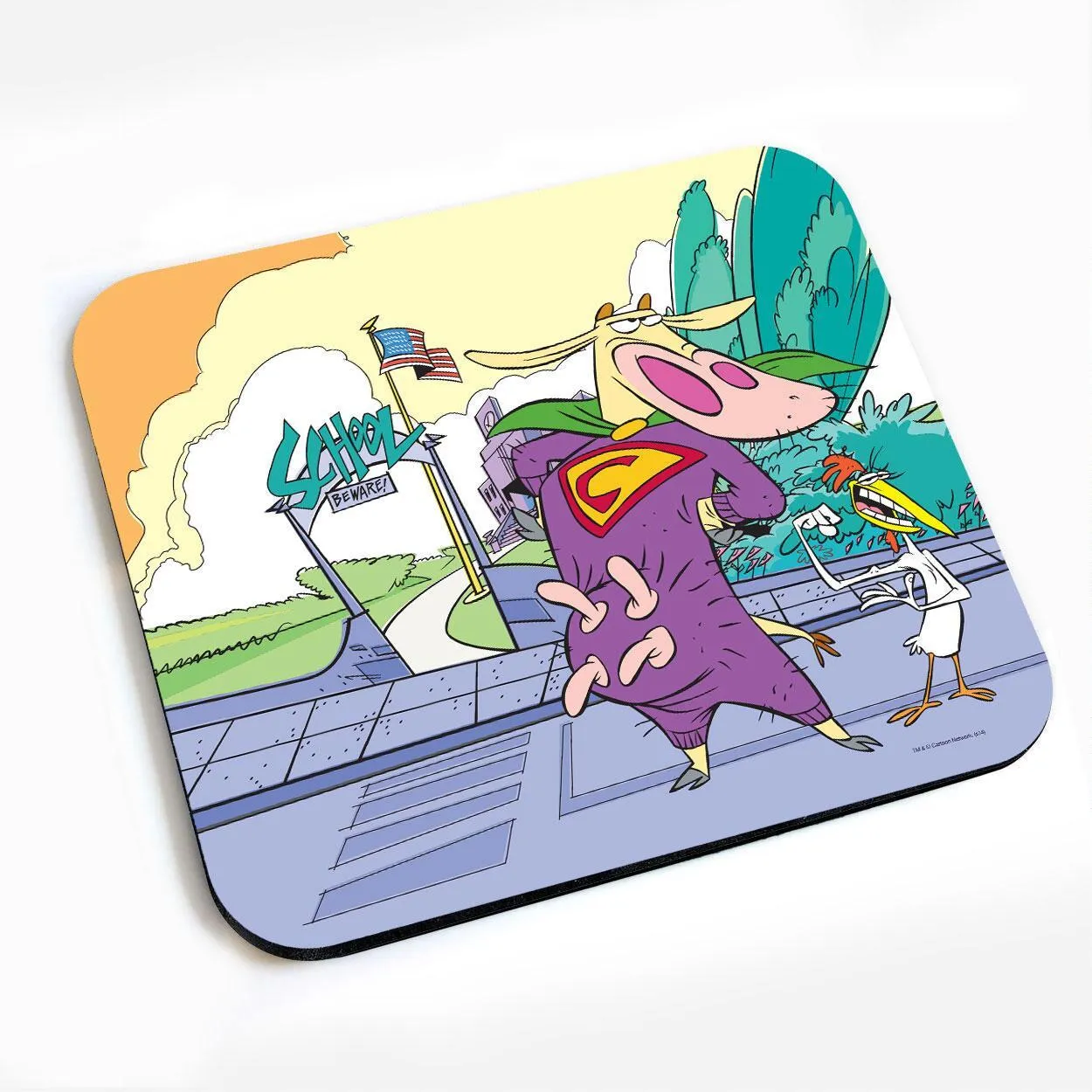 Cow and Chicken School Beware Mouse Pad