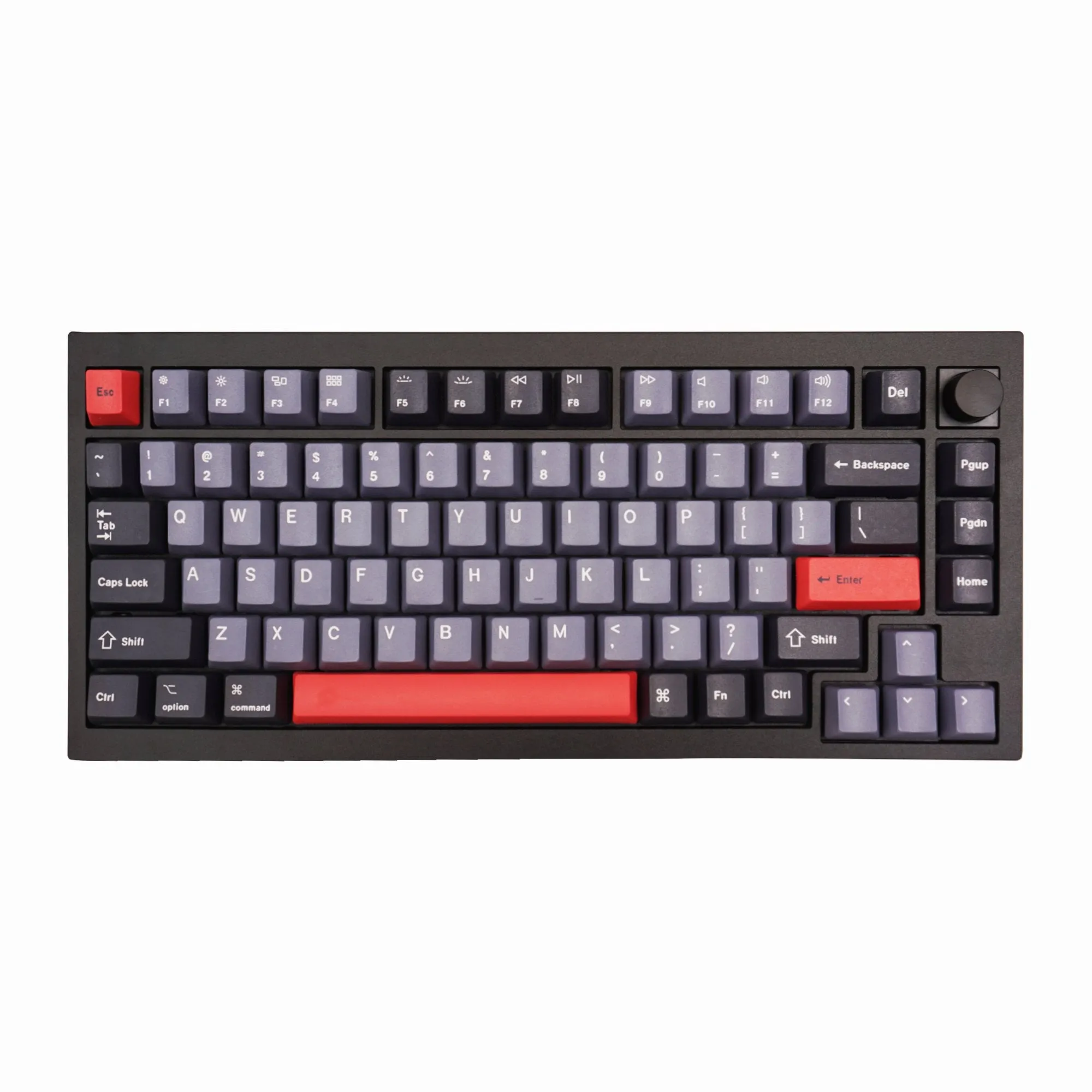 Custom Q1 QMK Mechanical Keyboard (Q1 Carbon Black w/ Knob)(Dolch Red Keycap)