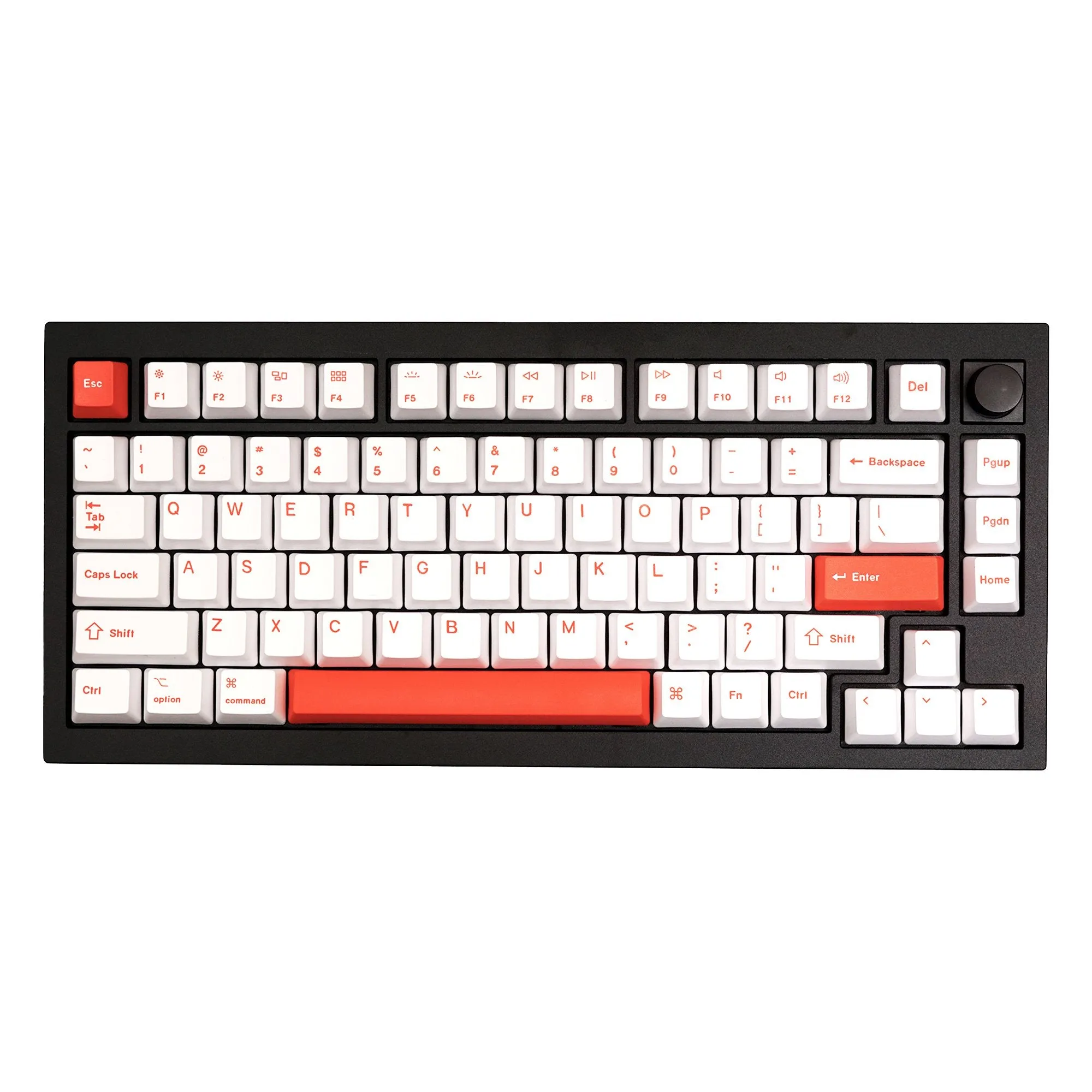 Custom Q1 QMK Mechanical Keyboard (Q1 Carbon Black w/ Knob)(Orange Keycap)