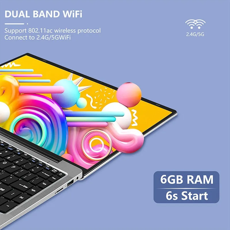 DDR4 8G J4105 14.1 Inch Intel Quad Core Laptop Ram 8G ROM 128G 256G 512GB SSD Windows 10 Pro Cheap Student Laptop Computer Win10