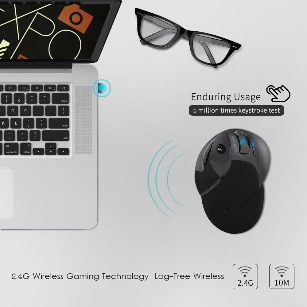 Delux M618GX 2.4Ghz Wireless Ergonomic Mouse: Wrist friendly mouse with palm rest and 6 buttons