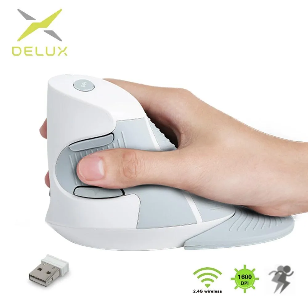 Delux M618GX 2.4Ghz Wireless Ergonomic Mouse: Wrist friendly mouse with palm rest and 6 buttons