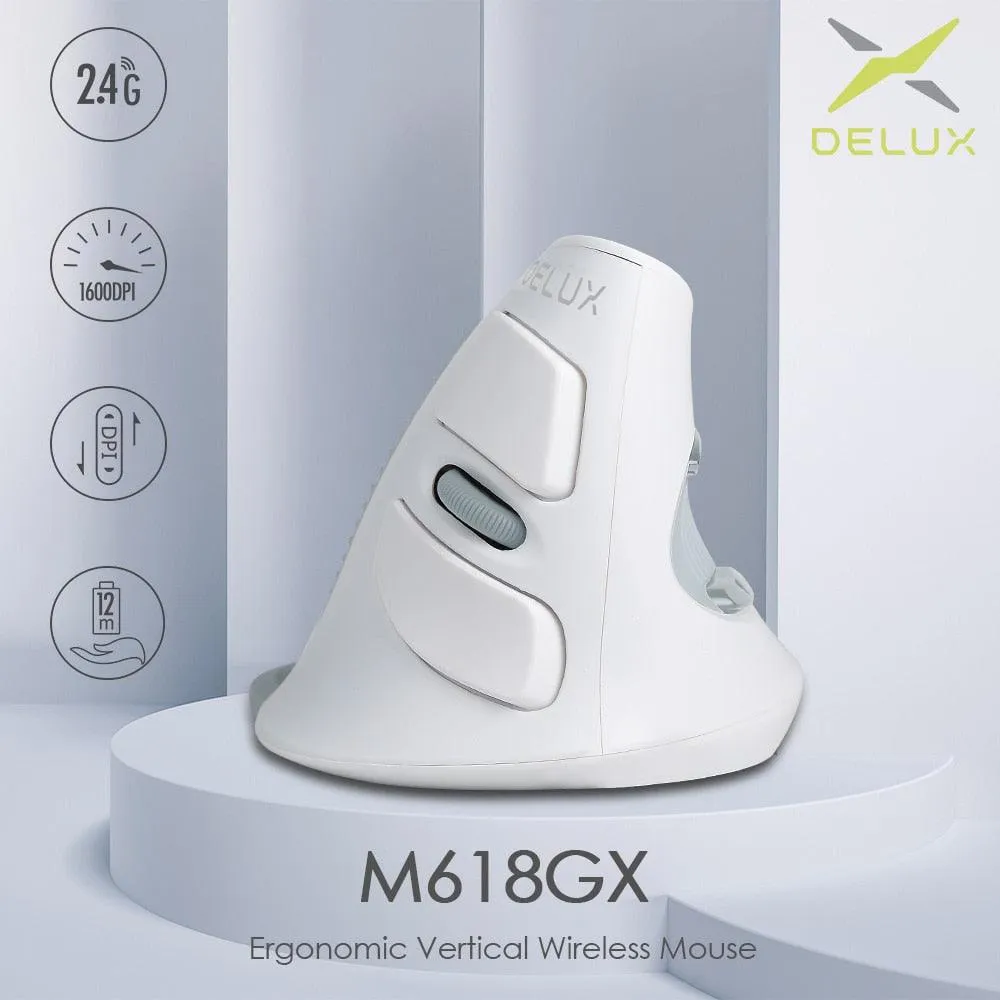 Delux M618GX 2.4Ghz Wireless Ergonomic Mouse: Wrist friendly mouse with palm rest and 6 buttons