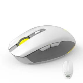 Delux M820DC Wired / Wireless Bluetooth Light Gaming  Tri-Mode Mouse 2.4GHz RGB  with 16000 DPI, 1pc Top Cover with/without Holes, 6 Programmable Buttons, Rechargeable PAW3335 (White Gray)