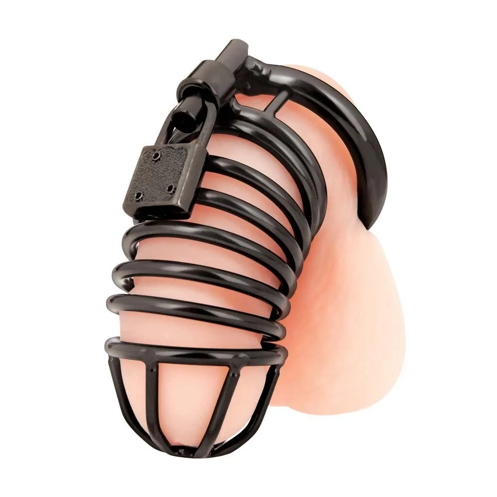 Deluxe Chastity Cock Cage with Lock (Stainless Steel)